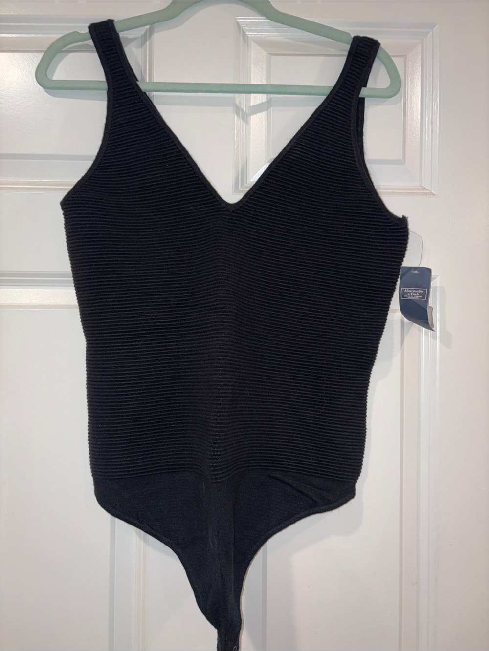 Abercrombie & Fitch Black Ribbed V-Neck Bodysuit